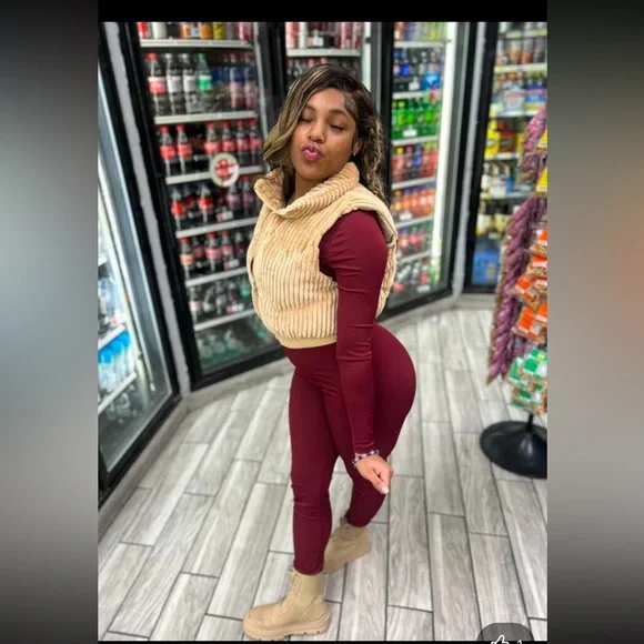 SHEIN MOOSTA beige tan Zip Up Vest Padded Coat For Winter - Picture 6 of 7